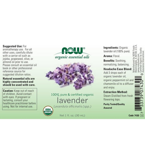 NOW Organic Lavender Essential Oil 1 oz