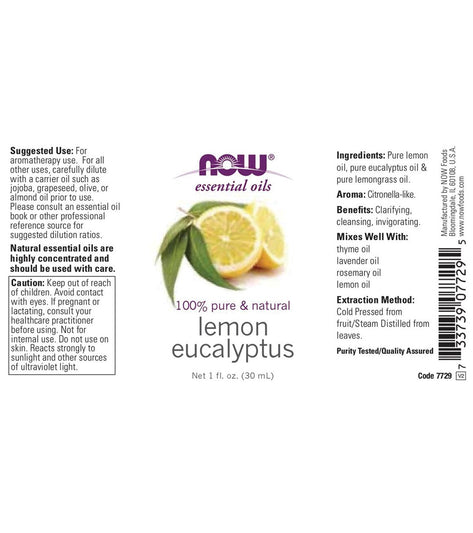 NOW 100% Pure & Natural Lemon/Eucalyptus Oil 1 oz